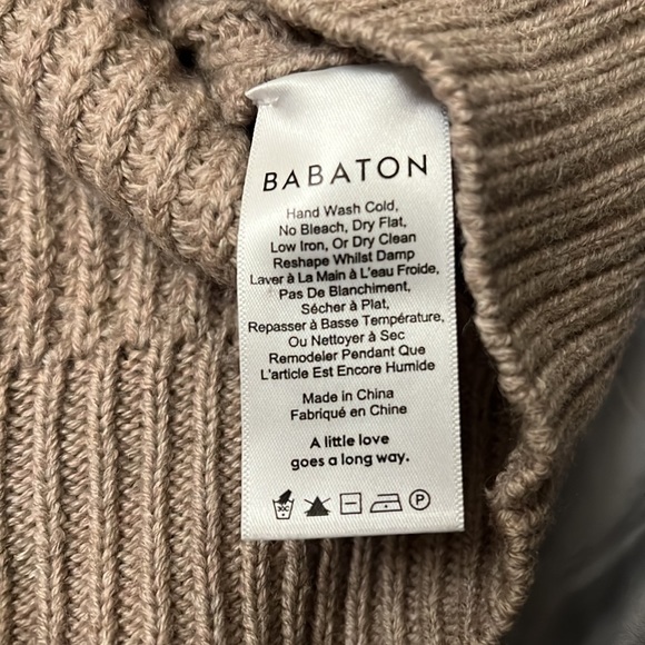 Aritzia Babaton Valadon Balloon Sleeve Sweater Brown XXS Merino Wool - Picture 4 of 8
